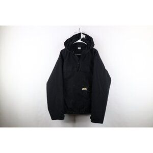 Vintage 90s Goretex Workwear Mens XL Spell Out Waterproof Hooded Jacket Black